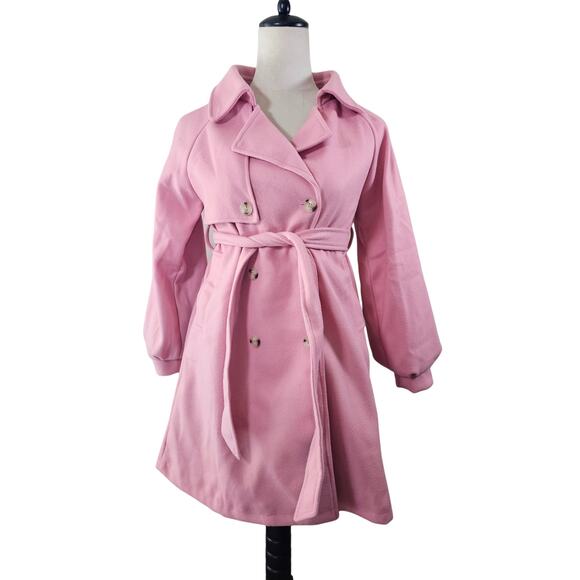 Grace Karin Pink Belted Wool-Blend Dress Coat | Girls Size 12Y | NWT - Picture 2 of 7
